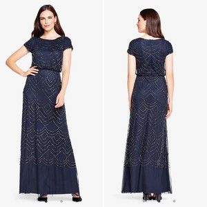 Adrianna Papell short sleeved beaded blouson dress size 14
